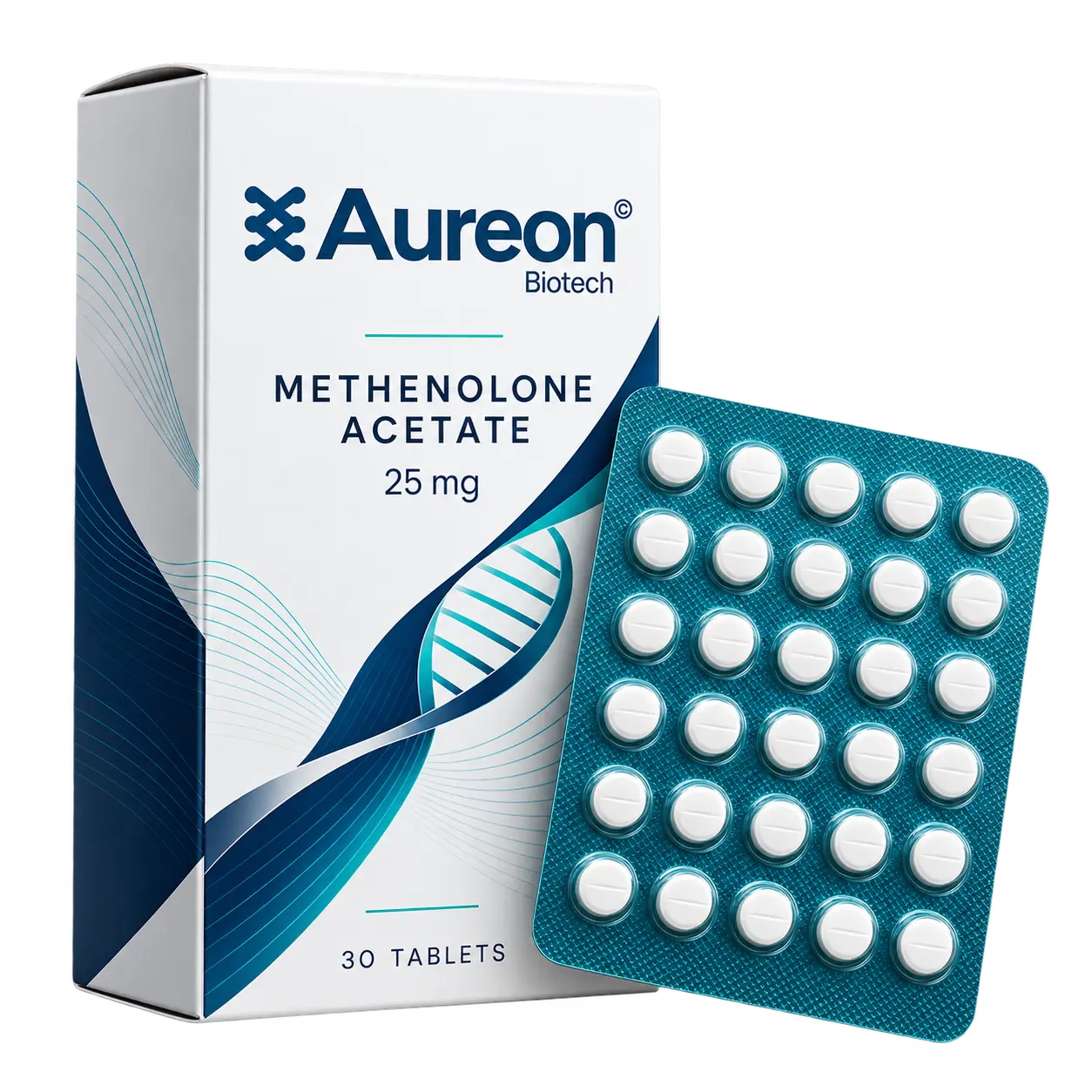 Methenolone Acetate packaging by Aureon Biotech
